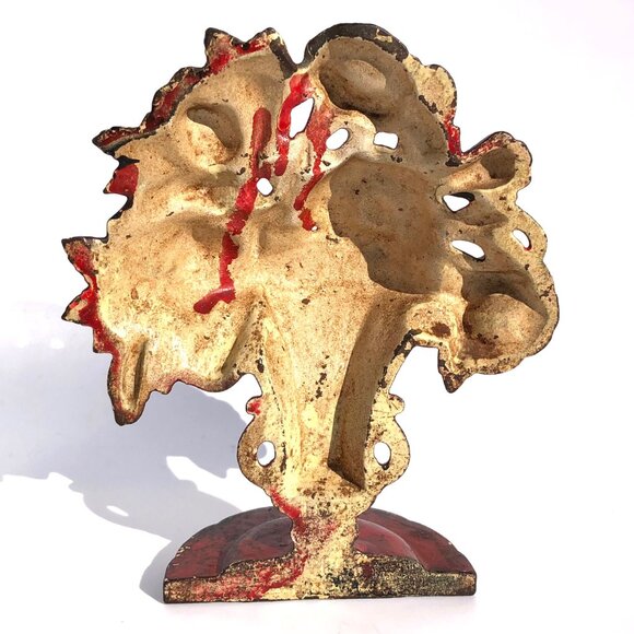 Cast Iron Door Stop Flower Urn Vase Vintage Hubley #162 Florals Bookend painted - Picture 8 of 13